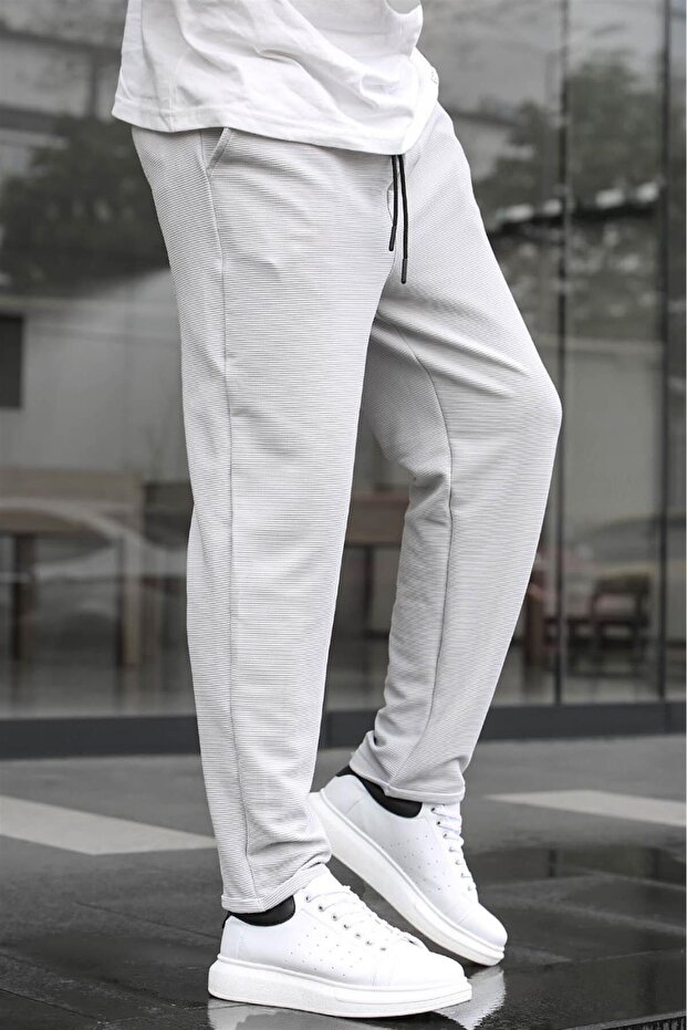 Gray Basic Waffle Fabric Men's Trousers 6509 - 2