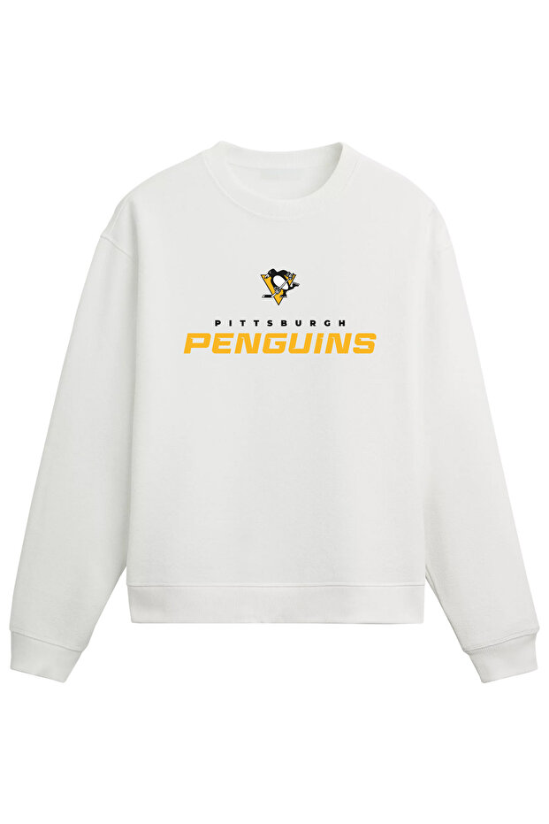 سويت شيرت أبيض عادي من Pittsburgh Penguins NHL هوكي الجليد