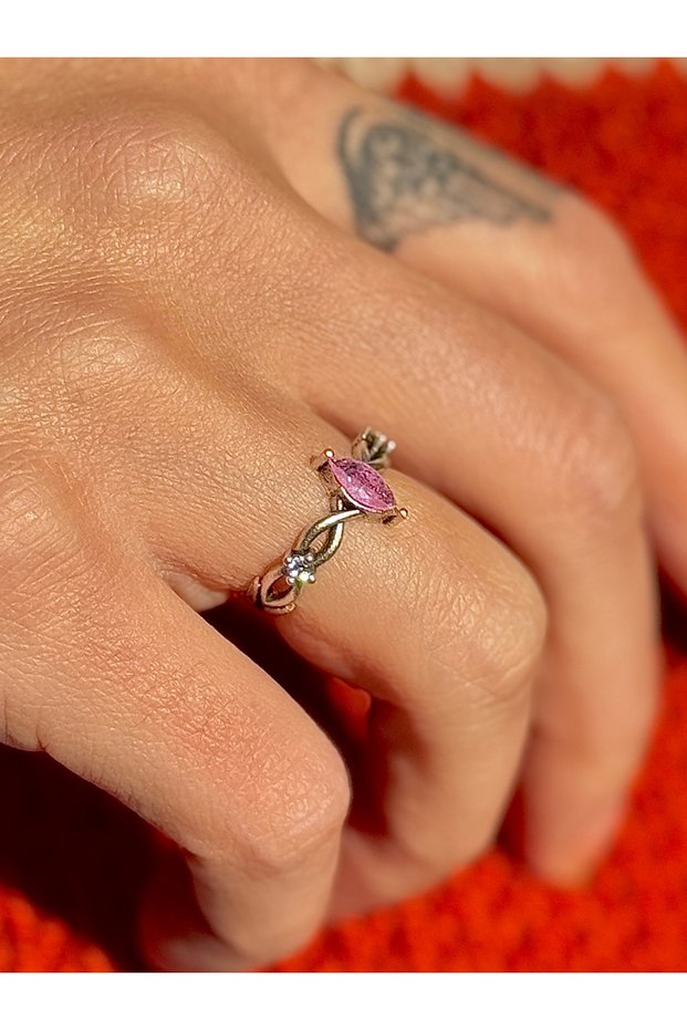 Crystal Colored Stone Adjustable Women's Ring