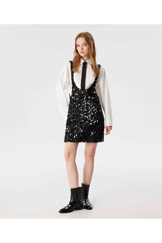 POPLİN MIX PAYETLİ ELBİSE - 1