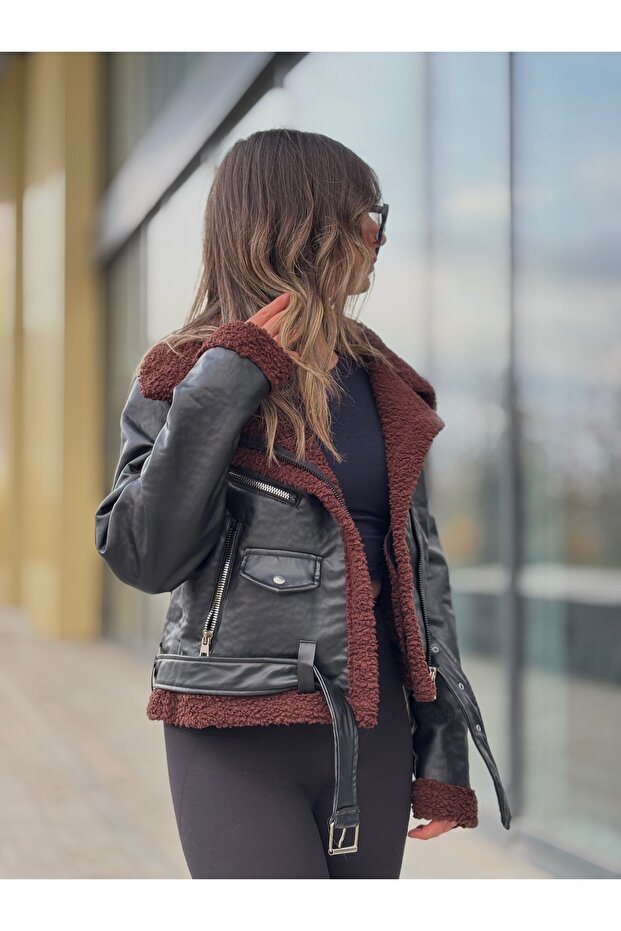 Women's Fur Lined Leather Coat