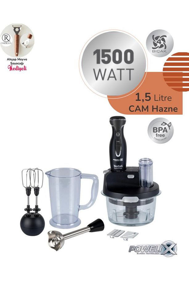 Powelix 1500W Dilimleyici ve rende 4 Bıçaklı *1,5 Litre CAM Hazneli Blender & Mutfak Robotu - 1