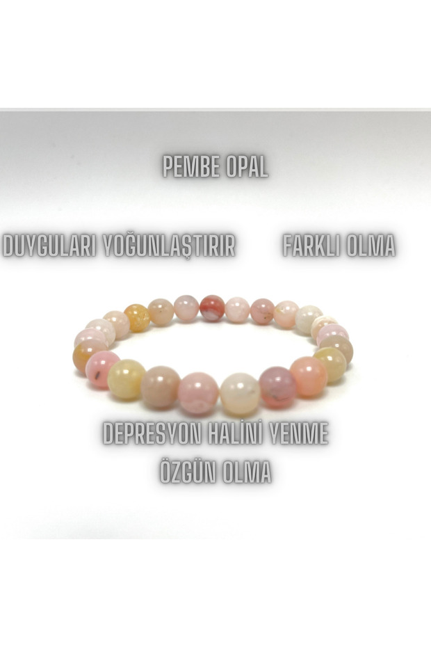 Certified Pink Opal 8mm Elastic Fish Tape Natural Stone Bracelet