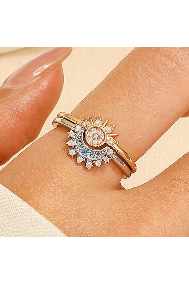 Sun & Moon - Moon & Sun Stainless Steel Meaningful Special Day Lover Gift Ring