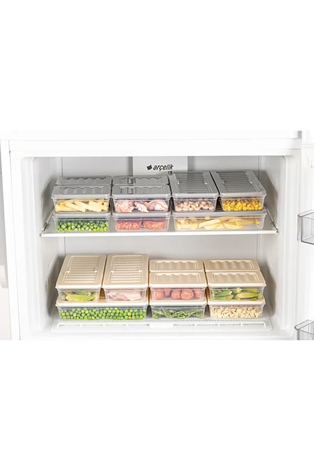 18 Parça Saklama Kabı , Mikrodalga Uyumlu Saklama Kabı 2x2400Ml 4x1200Ml 4x1170Ml 8x600Ml Antrasit - 4