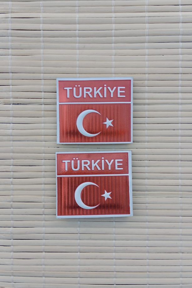 2 Adet Kırmızı Zemin Ayyıldız Bayraklı Türkiye Tpu 3d Termoplastik Dikdörtgen Arma Patch Peç - 1