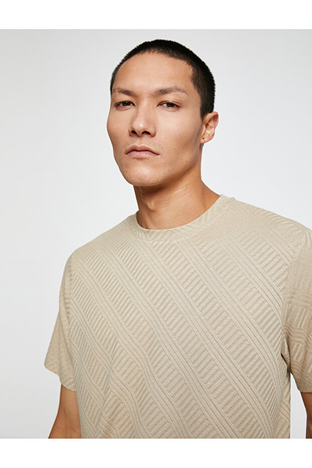 Basic Jacquard T-Shirt Crew Neck Short Sleeve