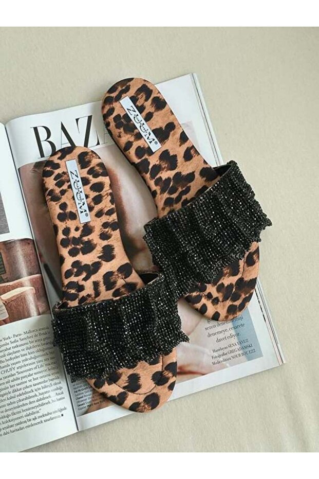 Asel Wrapped Fringed Stone Slippers