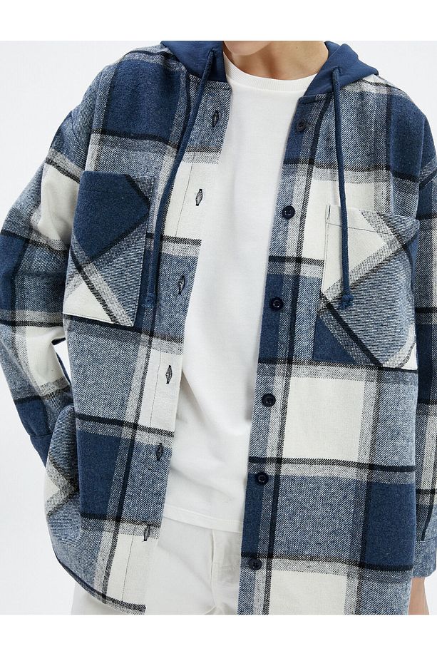 Oduncu Gömlek Ceket Oversize Kapüşonlu Cepli Çift Kumaş - 5