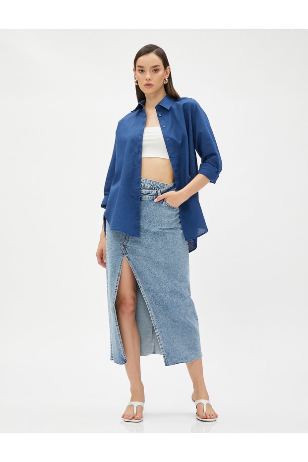 Linen Look Shirt Long Sleeve
