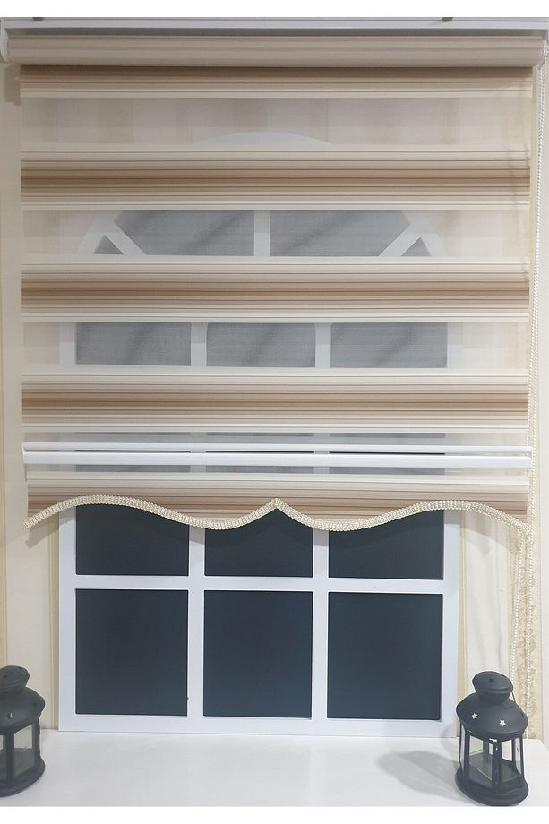 Zebra Stor Plise Renk Geçişli Açık Kahve Etek Dilimli STB 483 - 4