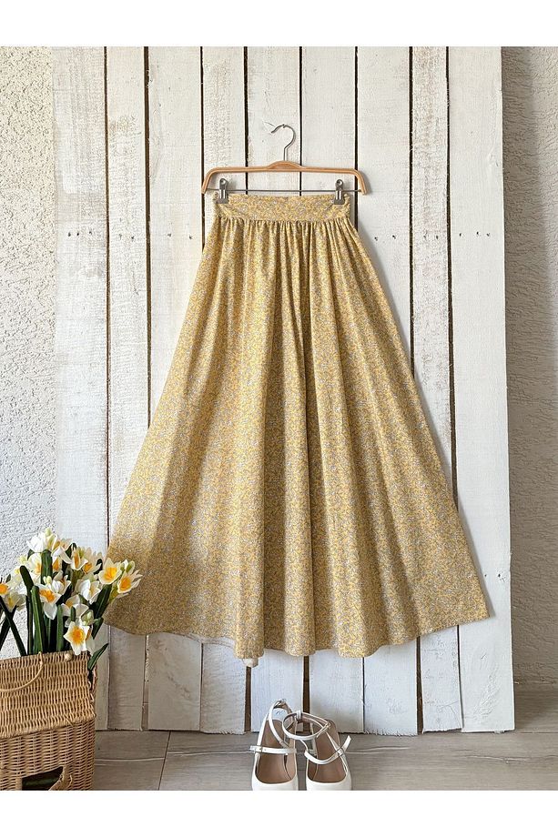 Sarı Çıtır Kloş Poplin Etek - 1