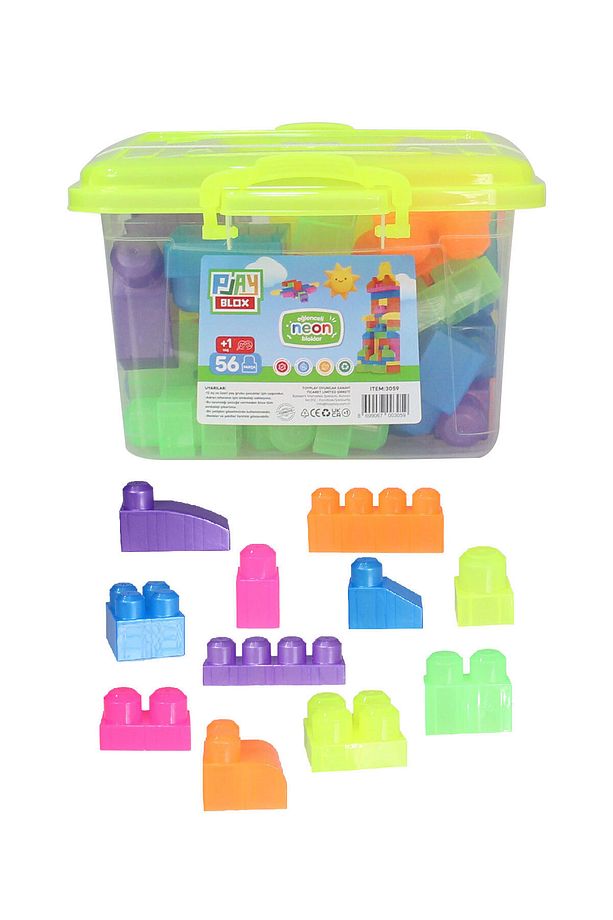 Play Blox Yapı Oyuncakları 3059 Neon Renkler Mega Blok Seti 56 Parça Kovalı - 7
