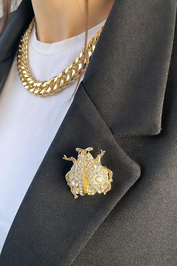 Altın Sarısı Uğur Böceği Broş - 1