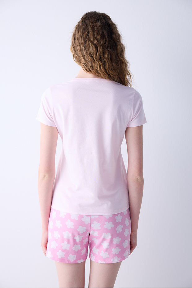 Love Pembe Şortlu Pijama Takımı - 5