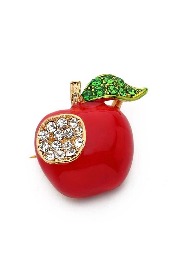 Kırmızı Mineli Elma Broş (2,5CM) - 2
