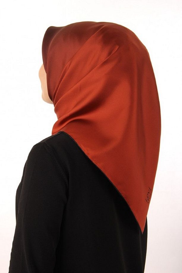 SİYAH-KİREMİT Degrade Twill İpek Eşarp - 3