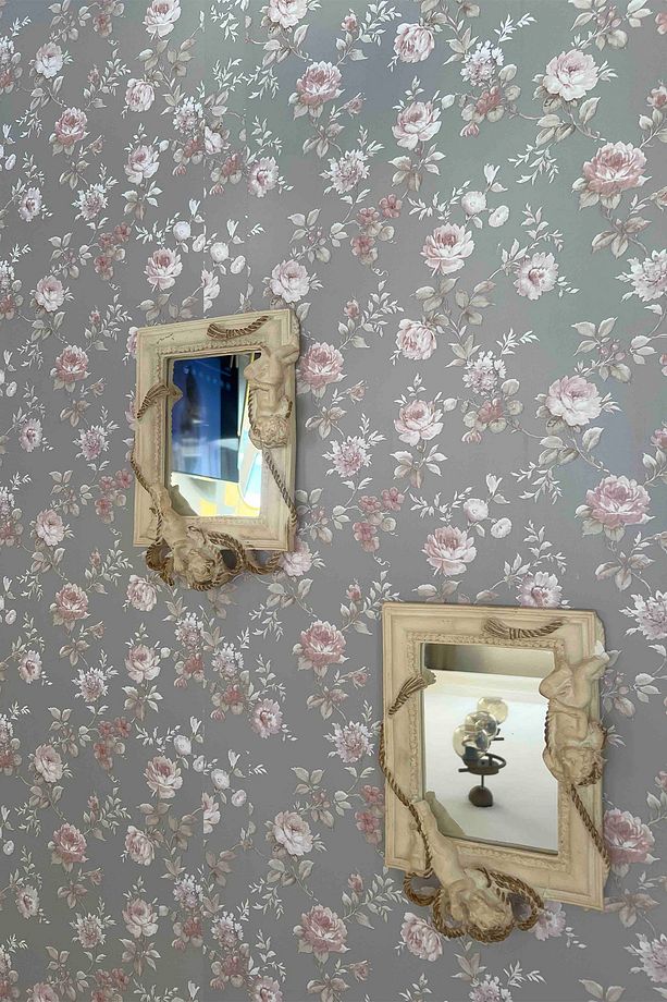 5346 Yeni Geniş Çiçek Gül Kurusu Gri Duvar Kağıdı 5,30 M² - 2