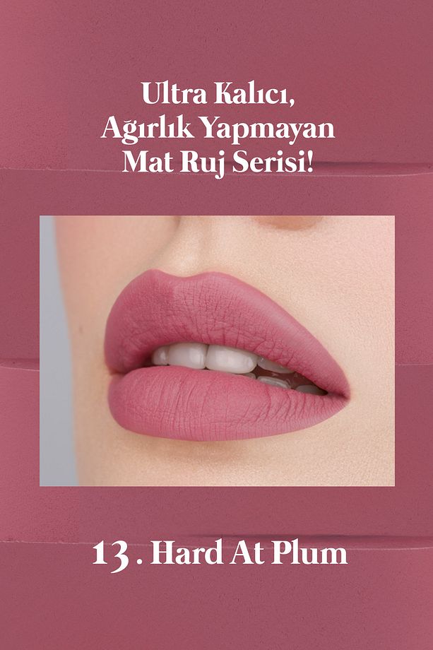 Mat Bitişli ve Uzun Süre Kalıcı Stick Ruj PERIPERA Ink Mood Matte Stick (13 Hard At Plum) - 3