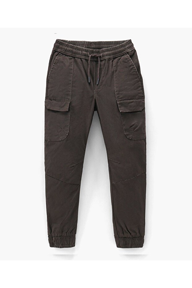 Cotton Ankle Length Joggers Pant Solid - Dark Brown