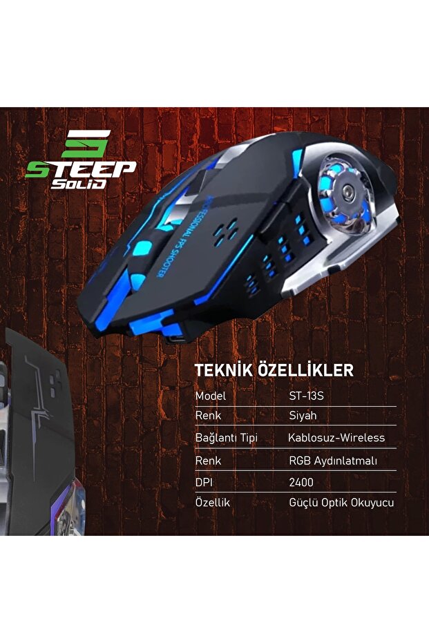 ST-13S Kablolusuz - Wiriless Şarjlı RGB Gaming Oyuncu Mouse - 4