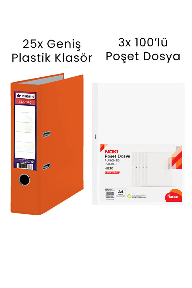 25 Pieces Tigra Wide Folder 3 Pieces Noki 100 Pieces Sachets File Office Set