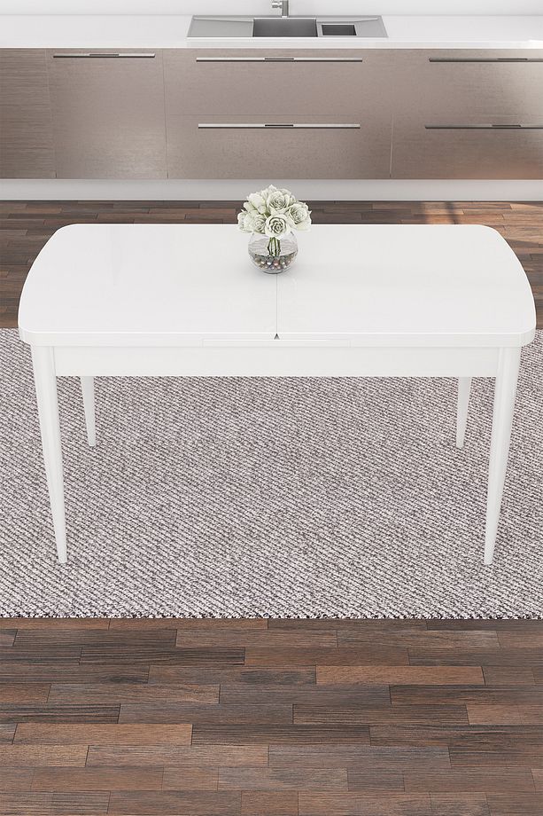 Are Serisi Mdf 80x132 Açılabilir Beyaz Masa Takımı 4 Cappucino Sandalye Ve 1 Bench - 4
