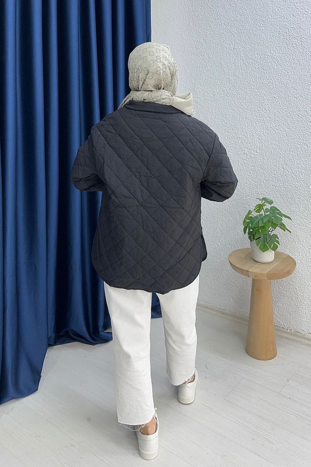 Ribanalı Kapitone Ceket - 8