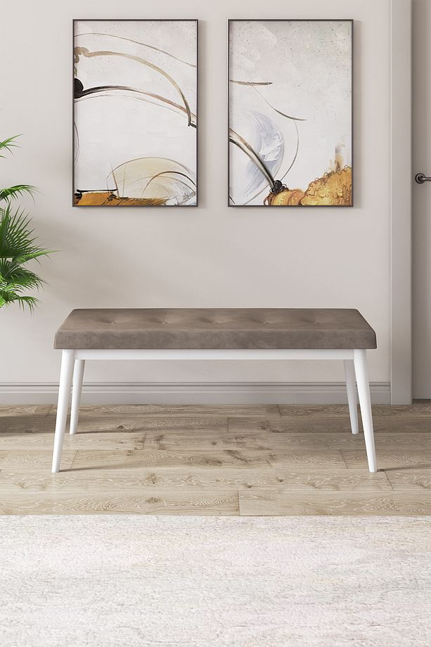 Are Serisi Mdf 80x132 Açılabilir Beyaz Masa Takımı 4 Cappucino Sandalye Ve 1 Bench - 7