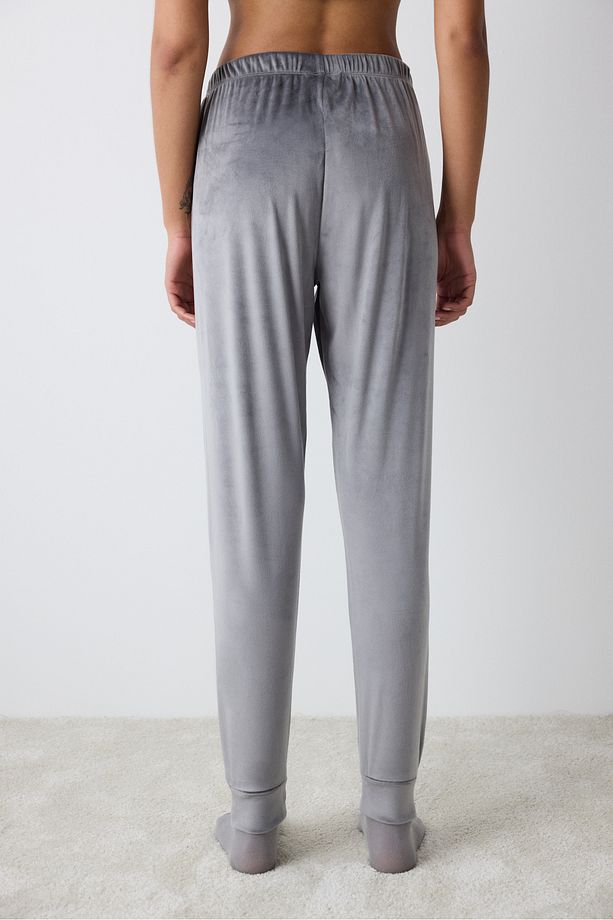 Gri Fuzzy Solid Koyu Gri Pantolon Pijama Altı - 3