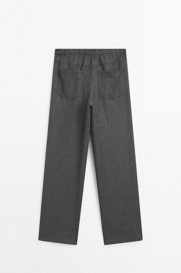 Bağcıklı straight fit flanel pantolon - 8