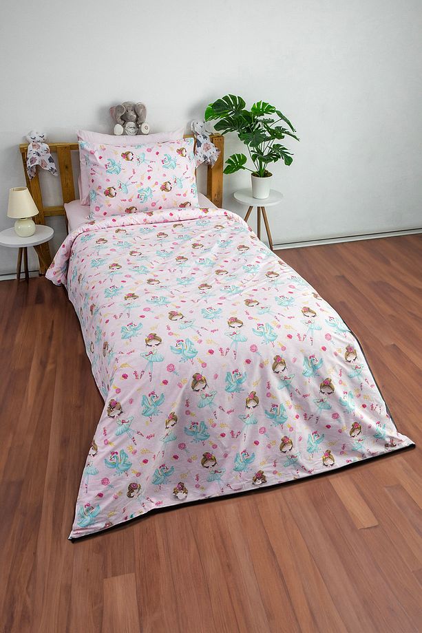 Peri Balerin %100 Pamuk Tek Kişilik Nevresim Takımı - Pembe - 6