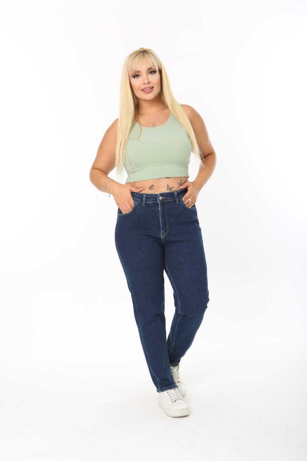 Mom Fit Jean Large Size High Waist Tight Leg Stretchy Pants