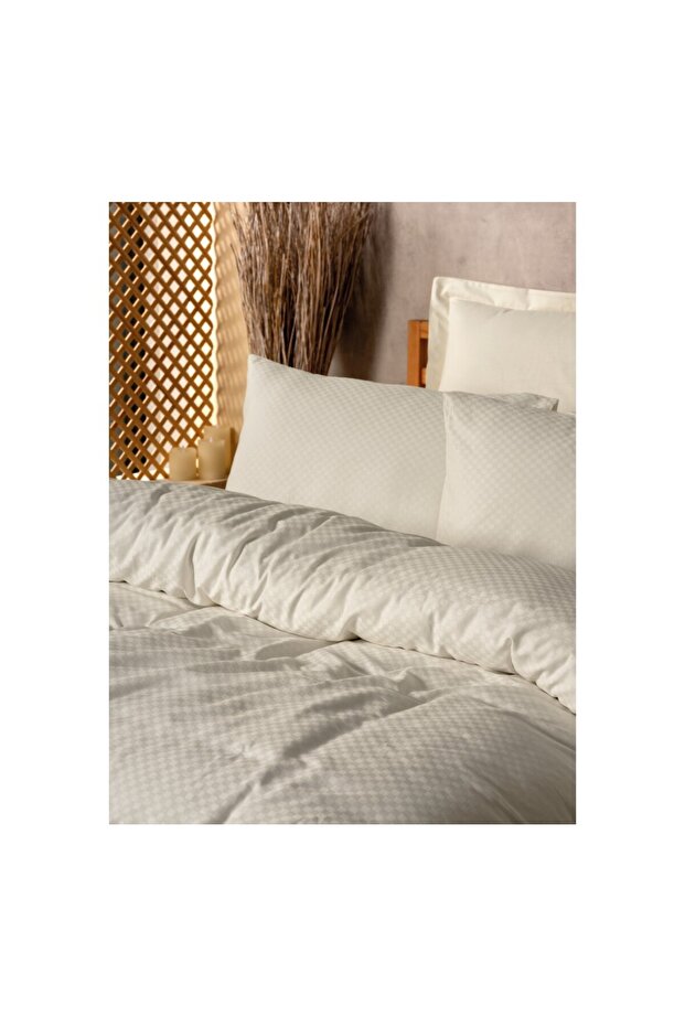 Plaid Ranforce Tek Kişilik Nevresim Takımı Krem - 2