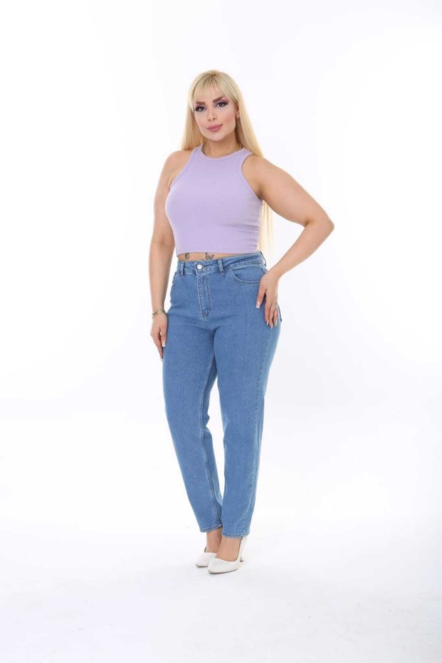 Mom Fit Jean Large Size High Waist Tight Leg Stretchy Pants