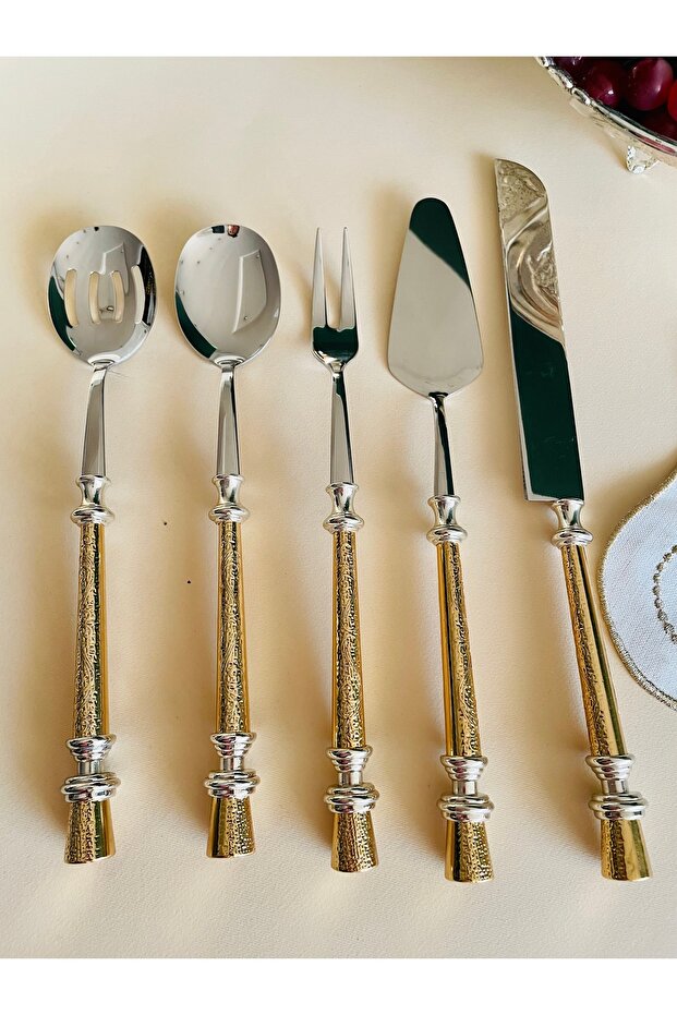 Çelik 5 Parça Gold Servis Seti - 2