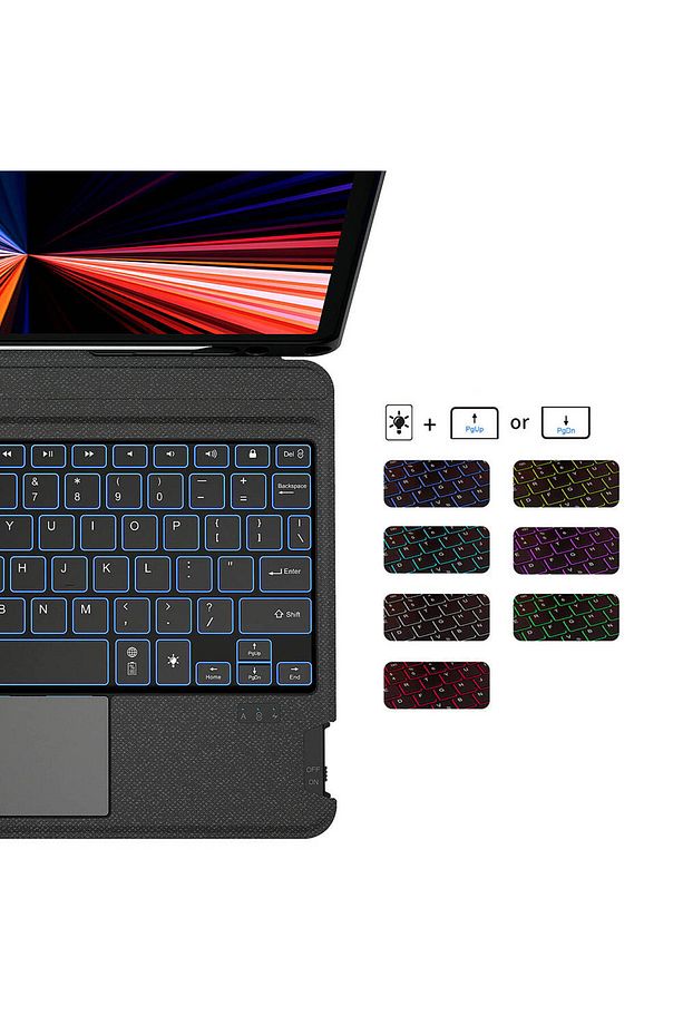Ipad Pro 11 Inç 2024 M4 Uyumlu Keyboard Mag Touchpad Işıklı Standlı Trackpad Klavyeli Tablet Kılıfı - 5