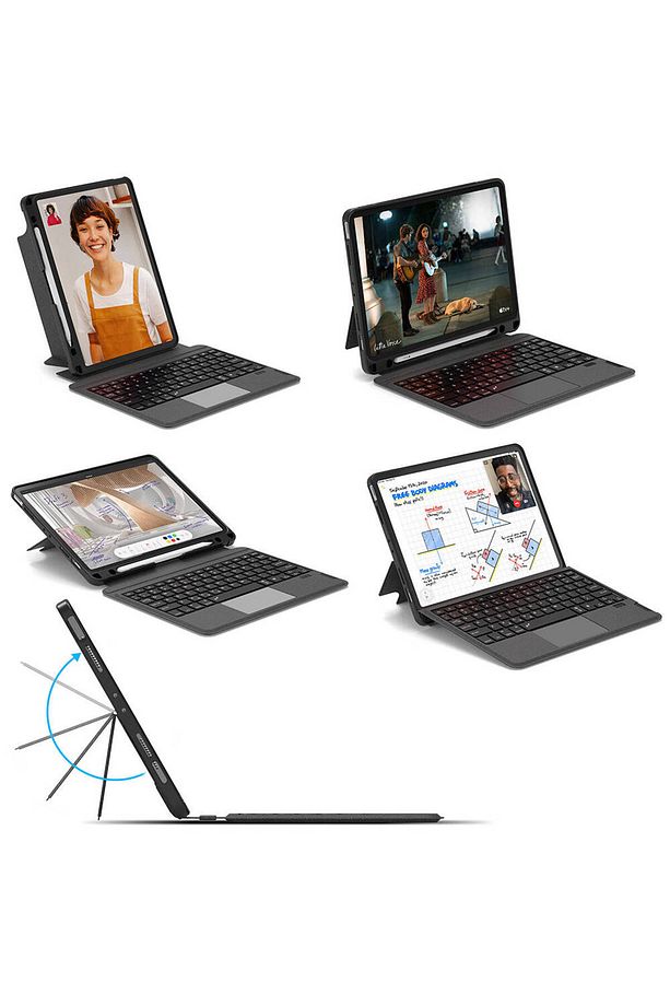 Ipad Pro 11 Inç 2024 M4 Uyumlu Keyboard Mag Touchpad Işıklı Standlı Trackpad Klavyeli Tablet Kılıfı - 2