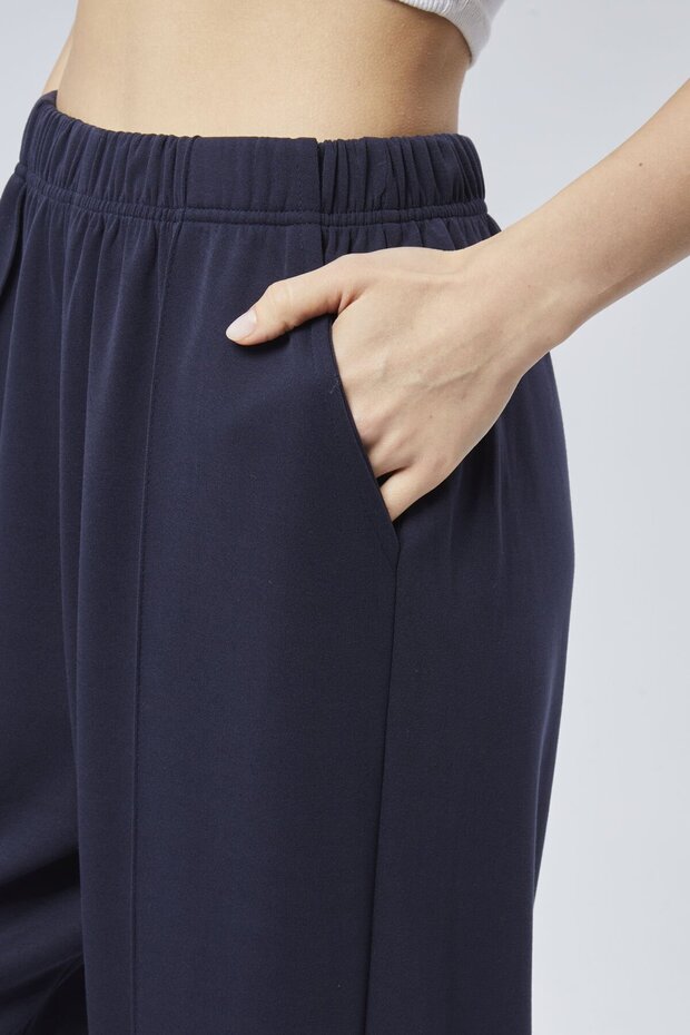 MODAL KUMAŞTAN YUMUŞAK DOKULU İPEKSİ JOGGER ŞALVAR EŞOFMAN ALTI-XL - Lacivert - 5