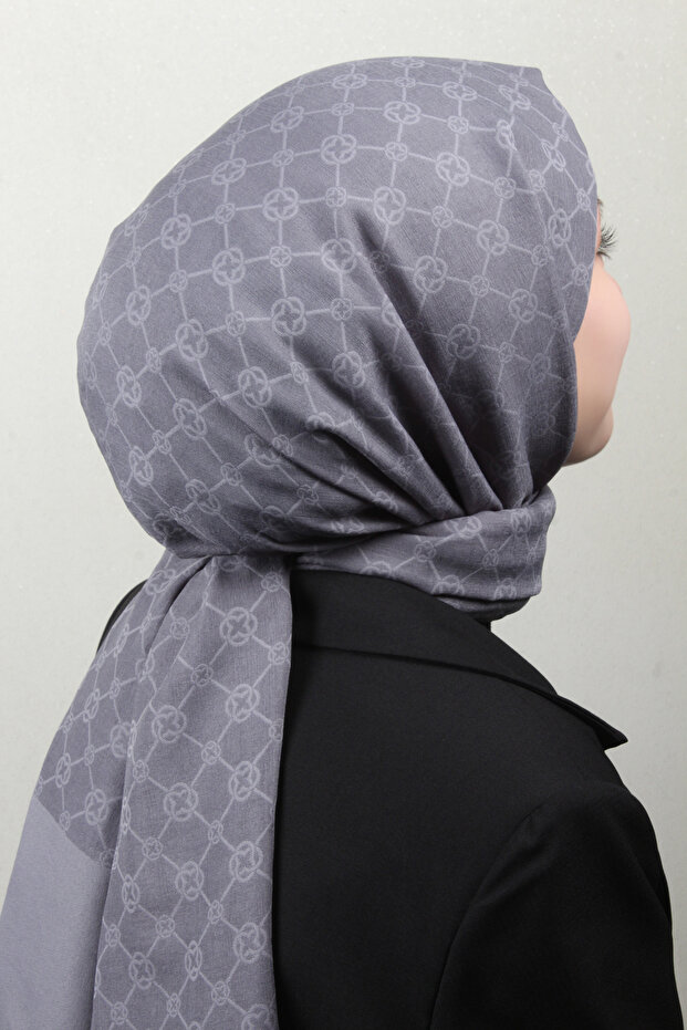 Elegance Monogram Şal 4108-5 Gri - 3