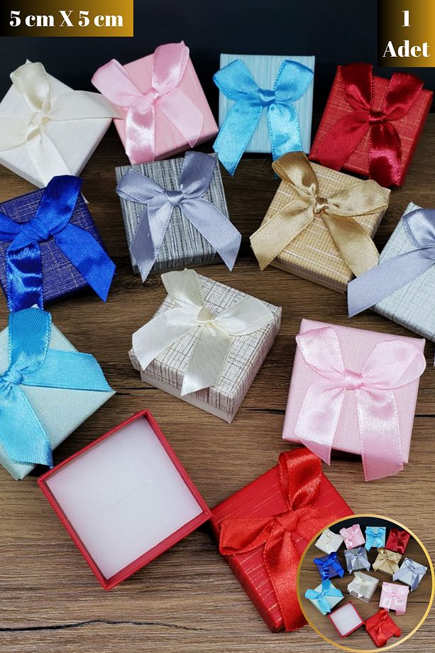 5 CM Mini Kurdaleli | Süngerli | Kaliteli Sert Mukavva Yüzük Kutusu | Kolye Kutusu  Hediye Kutusu - 2
