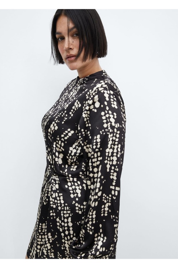 Desenli pilili elbise - 6