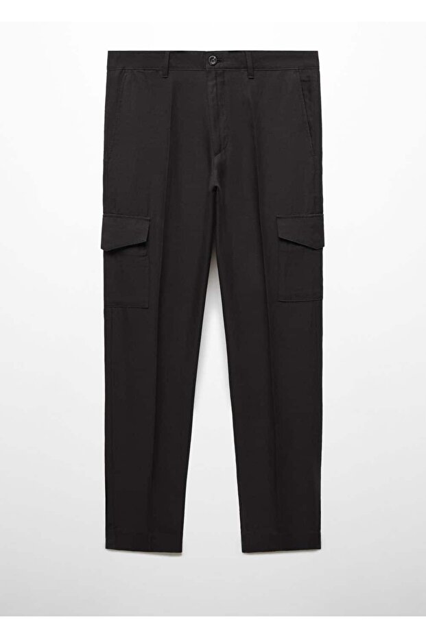 Keten Karışımlı Kargo Pantolon - 3