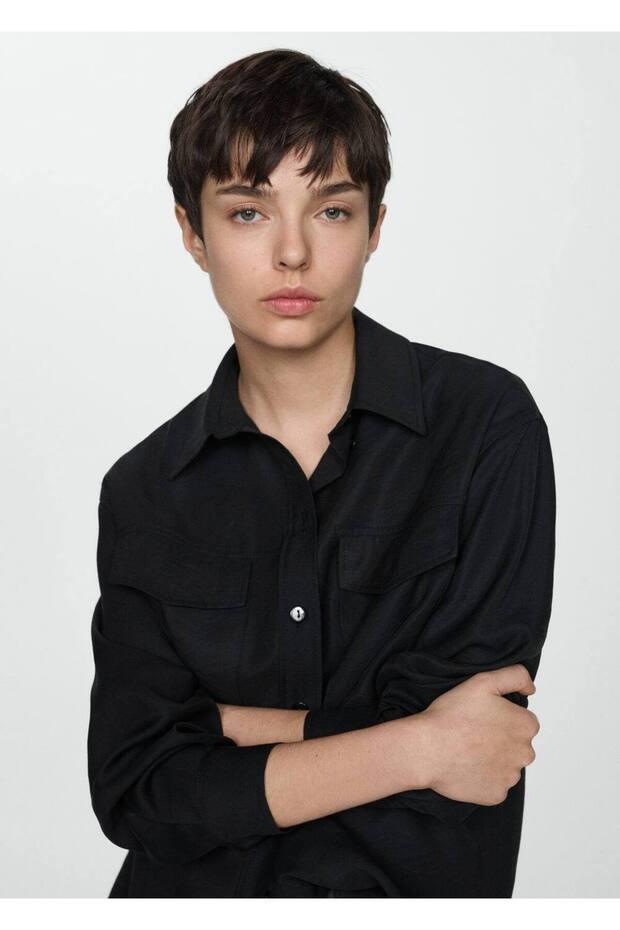 Göğüs cepli modal gömlek - 6