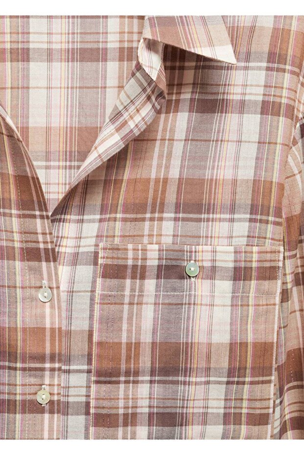 Göğsü cepli kareli gömlek - 5