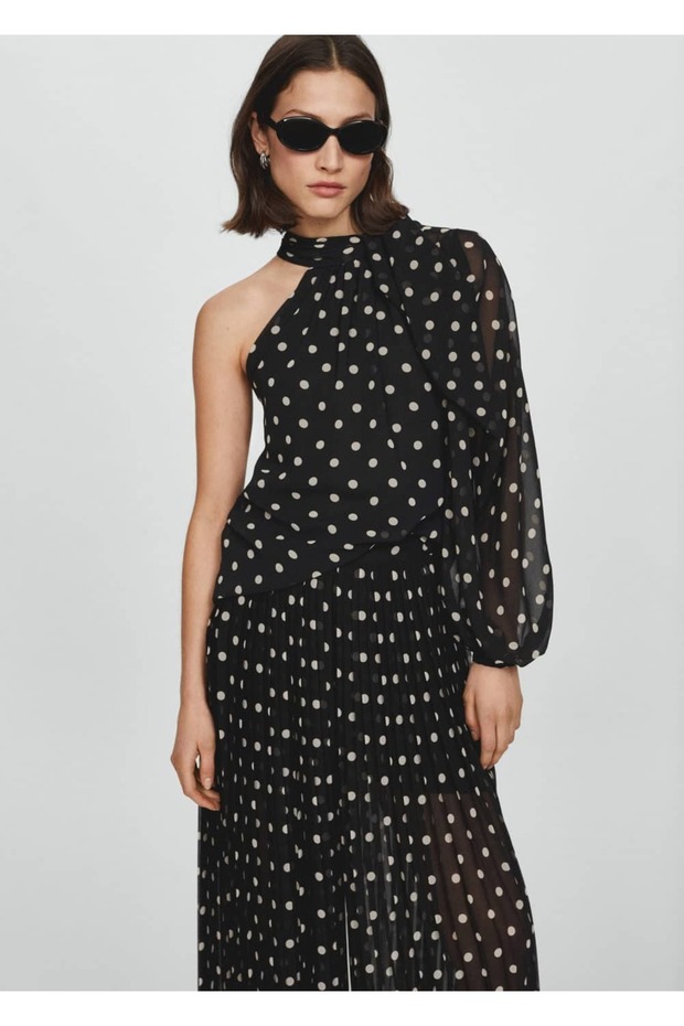 Puantiyeli pilili pantolon - 8