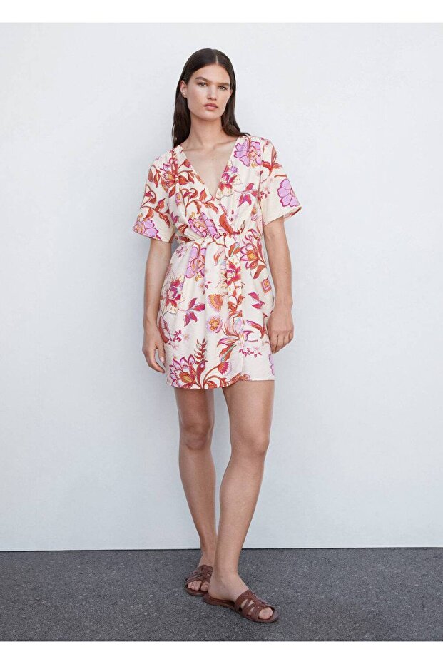 Desenli Kısa Anvelop Elbise - 2