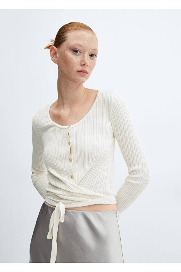 Wrap-cut bow cardigan - 1