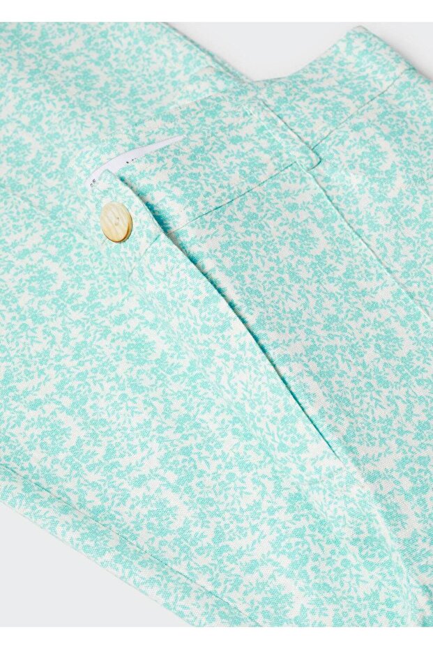 Çiçekli keten pantolon - 5