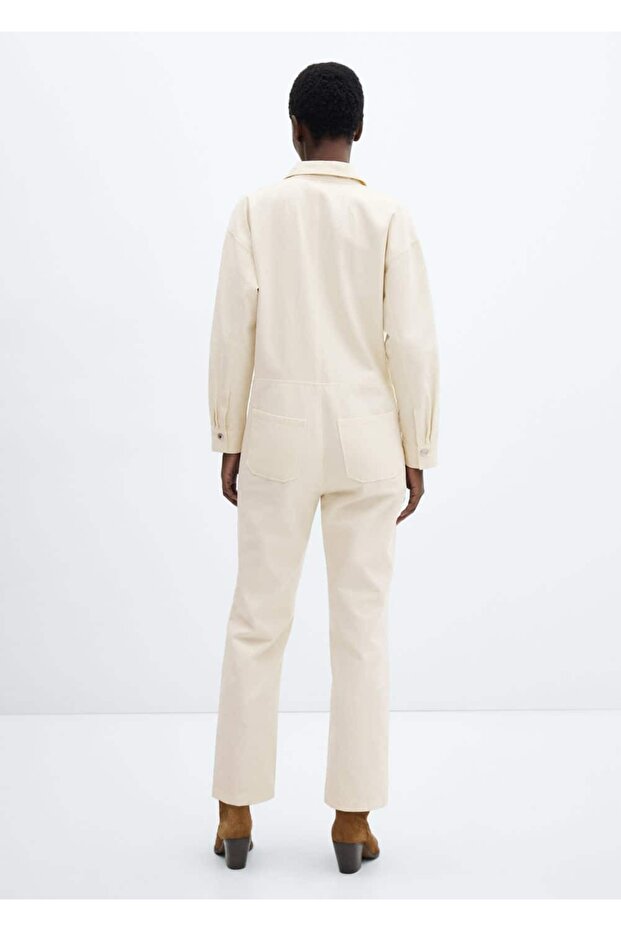 Fermuarlı denim tulum - 4